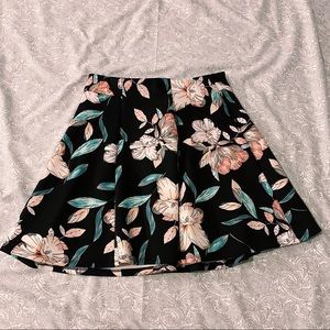 Floral Print Skater Skirt with Elastic Waist Band